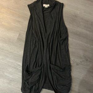 Chic Dark Gray Sleeveless cardigan